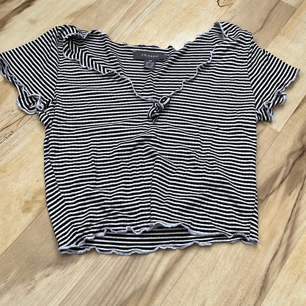 black and white striped top
